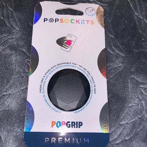 PopSockets Premium PopGrip Phone Grip & Stand - Metallic Diamond Black NEW